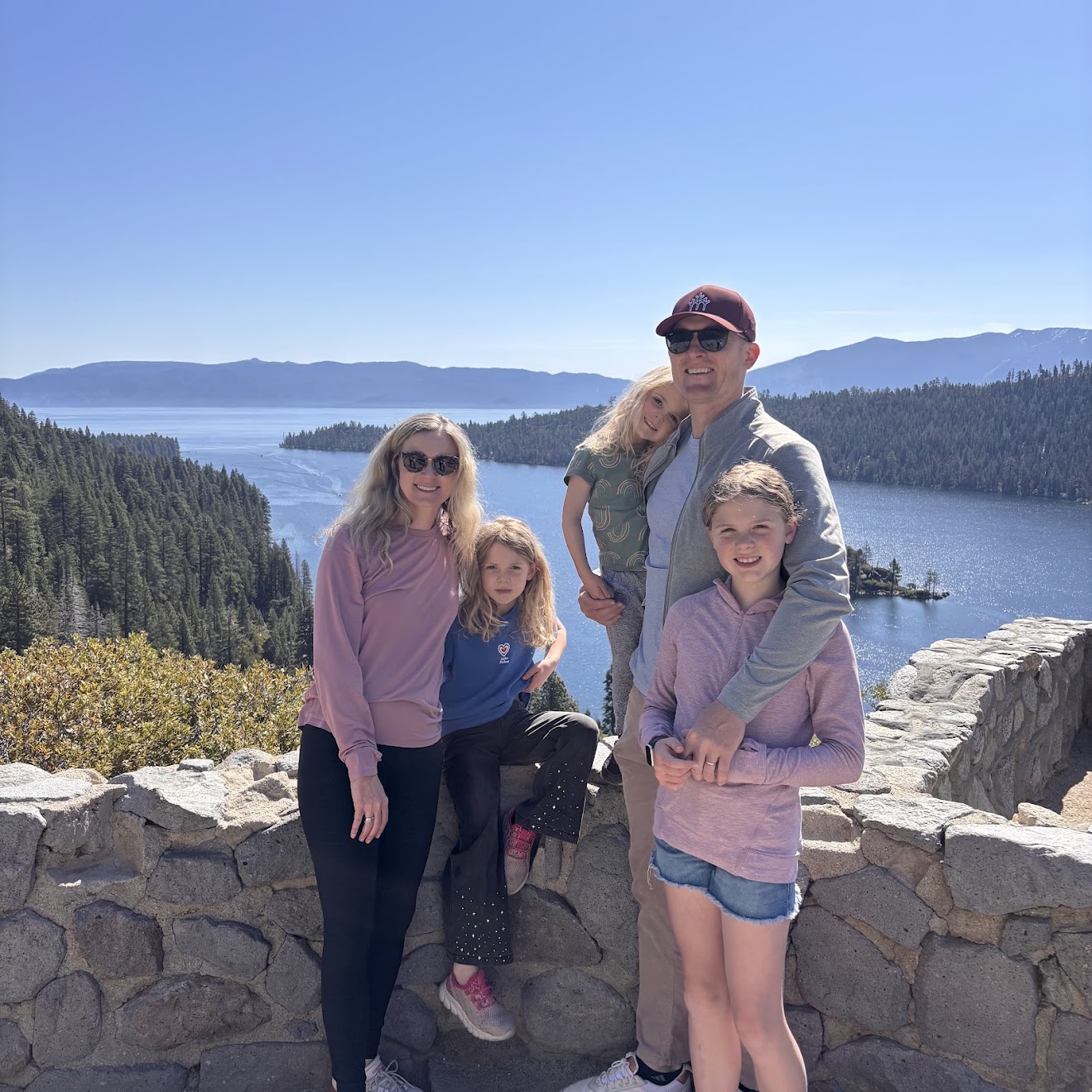 Mitchell Morrow's family at a scenic lake overlook